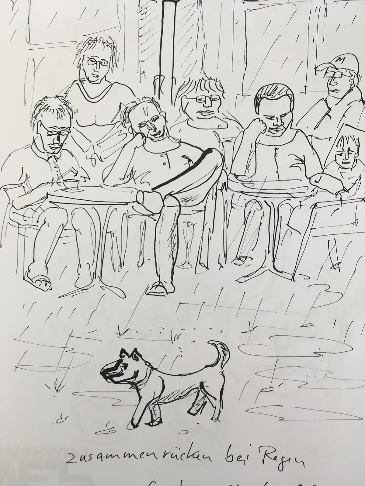 zusammenrücken im Regen